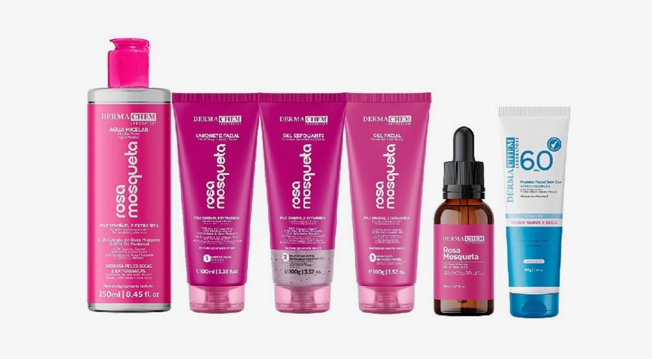 Kit Solução Total Rosa Mosqueta Calmante Adstringente Com Protetor Solar Facial
