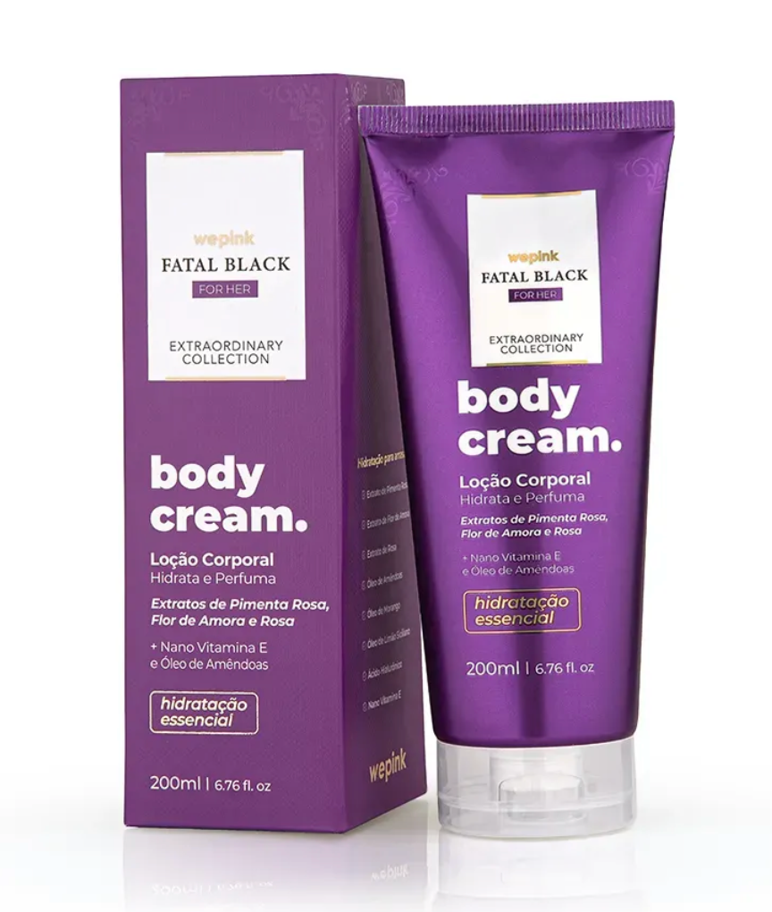 Body Cream Fatal Black For Her Hidratante 200ml - Wepink
